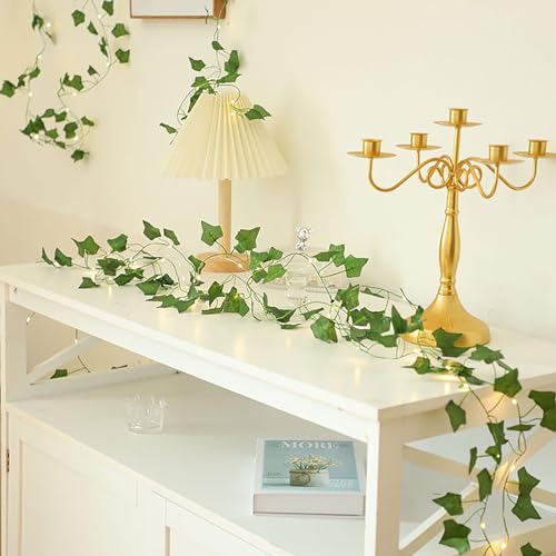 DBOO 20 LED Fairy Lights with Artificial Ivy Garland 2M Waterproof Outdoor & Indoor String Lights Decorative Light for Garden Patio Yard Home Party, Warm White