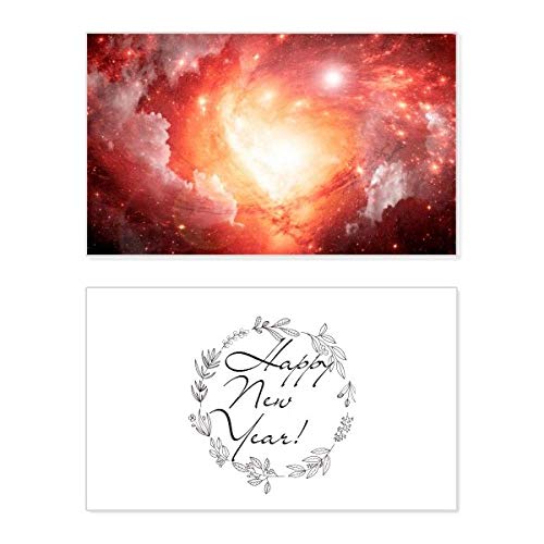 Tarjeta de Año Nuevo con diseño de nebulosa Pink Galaxy para felicitaciones y buenos deseos