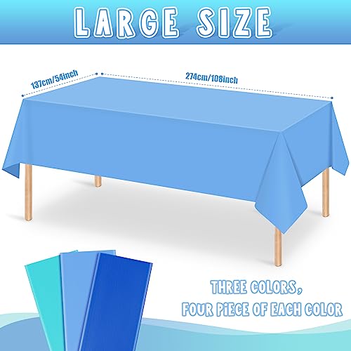12 Pcs Ocean Theme Tablecloth,Disposable Assorted Blue Tablecloth, Plastic Rectangle Light Blue Table Covers for Under The Sea Beach Surf Ocean Pool Party Birthday Party Decoration, 54 x 108 Inch by MASHAN - Image 2