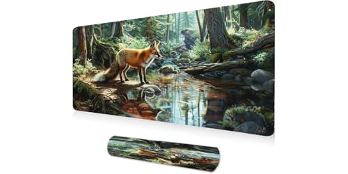 Mouse pad gamer XXL 1000x400 grand tapis de souris forêt des renards