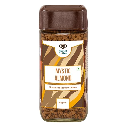 Image of Planet Coffee | MYSTIC Almond Coffee | 50 Gms Jar | Pure Arabica | Freeze-Dried Instant Coffee | No Added Sugar | Makes 25 Cups | Medium Roast | Flavoured Coffee