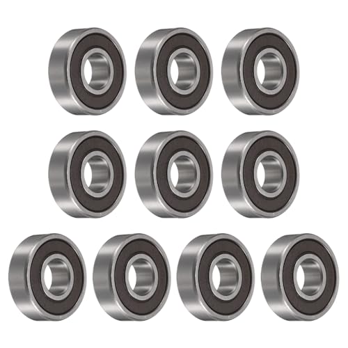 Image of sourcing map 10pcs 6000-2RS Bearing 10x26x8mm, Chrome Steel Double Rubber Seals Precision Bearing, Lubricated Deep Groove Ball Bearings, P6 (ABEC 3)