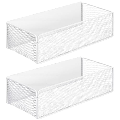 Image of 2 Pcs Magnetic Basket Organizer Holder for Fridge Magnetic Storage Bin Box Containers for Refrigerator Whiteboard Classroom (Large, White)