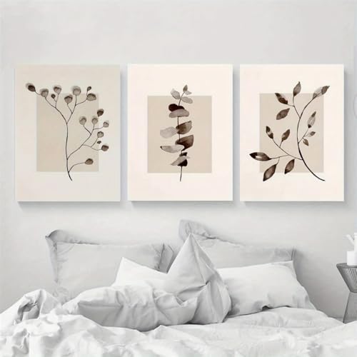 Impressions botaniques GOSRD triptyque chaleureux pour chambre