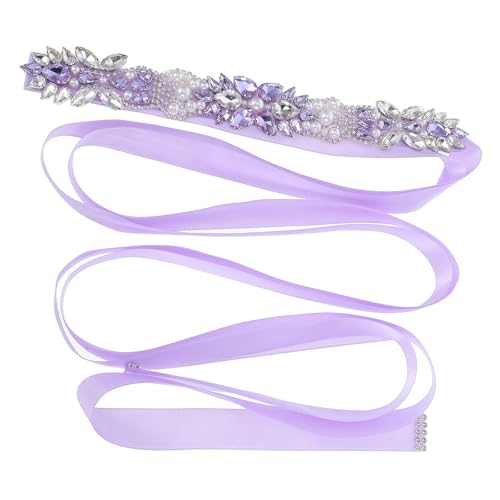 SECFOU Cinturón Ajuste Cómodo y Brillante para Mujer de Gemas de Imitación en Color Púrpura Diseño Elegante para Vestidos Formales y Fiestas
