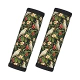 2 Pcs Luggage Handle Wraps for Suitcase - Fashion White Parrots and Flowers Print Luggage Handle Covers, Suitcase Tags Identifiers for Suitcases, Travel Essentials for Flying Accessories