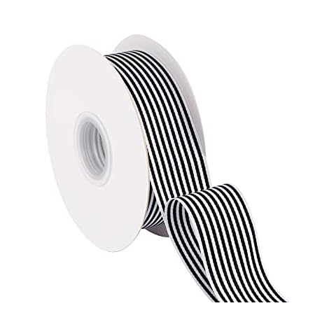 Joycrosso 1-1/2 Inch Wide Black and White Striped Ribbon, great for Wedding Gift Wrapping Home Décor Floral Arrangement, 25 Yards-Roll Cover
