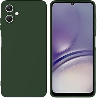 جراب حماية متوافق مع موبايل سامسونج جالاكسي A06 من السيليكون بقبضة نحيفة من الجل المطاطي الناعم للنساء بلون سادة غير لامع لطيف للبنات مع غطاء كاميرا (أخضر)