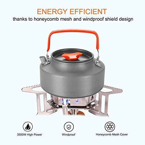 Portable Backpacking Stove With Piezo Ignition Windproof Camping Gas Stove Camp Stove Foldable Burner With Propane Canister Adapter For Outdoor Camping Hiking Picnic #TOP2