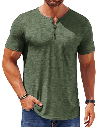 Chemise Henley homme COOFANDY à manches courtes unie avec poche décontractée et chic