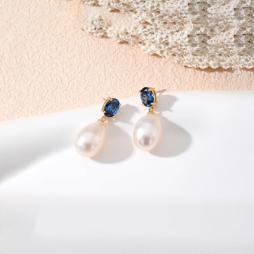 Pearl Drop Earrings Cubic Zirconia Stone Pearl Stud Earrings for Prom, Bridesmaids, Birthday Women Jewelry4