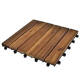 Material de baldosa: Madera de acacia dura (barnizada); Material de la base: Plástico; Dimensiones: 30 x 30 cm (largo x ancho)