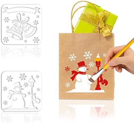 VEYLIN 24 Christmas Stencils Reusable Snow Stencils Template for Window Glasses Scrapbook Winter Decorations