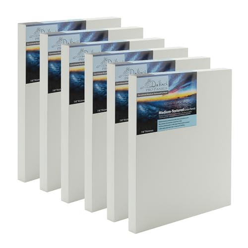 Da Vinci Pro - Panel de yeso texturizado mediano, 8 x 10 pulgadas, 6 paneles de madera de 7/8 pulgadas de profundidad para pintar, acepta medios como lienzo, para óleos, acrílicos, medios mixtos,