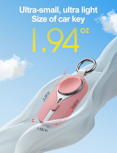 Keychain Portable Charger for IOS,3000mAh Mini Power Bank for Apple Watch,Travel Wireless Magnetic Battery Pack Compatible with Apple iWatch Accessories Series 9,8,UItra,7,6,5,4,3,2,1,SE,Nike,Pink