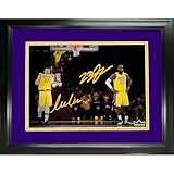 Framed Luka Doncic & LeBron James Los Angeles Lakers Dual Facsimile Laser Engraved Signature Auto 11"x14" Basketball Photo HOFSM Holo