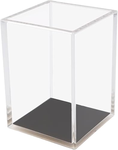 MEI YI TIAN Portalápices de acrílico transparente con parte inferior negra accesorios de escritorio soportes de brochas de maquillaje organizador de
