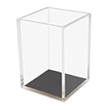 MEI YI TIAN Clear Acrylic Pencil Pen Holder Cup with Black Bottom, Desk Accessories Makeup Brush Holders Modern Design Desktop Organizer for Countertop Desk Accessory Storage