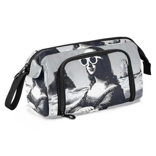 KYZSXZ Pencil Case Pouch Beach Mona Lisa Print, Dual Zipper Opening Pen Bags School Supplies Office Tools for Adults Kids