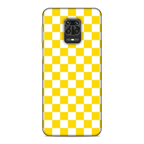 Image of Printed Mobile Back Hard Case Cover for Xiaomi Redmi Note 9 Pro /Note 9 Pro Max | Check Print, Small Boxes, Yellow & White-2204