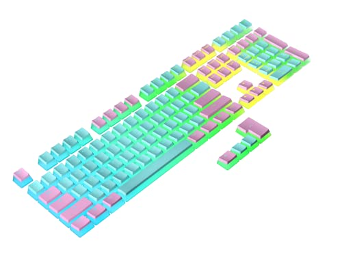 Image of Ranked Pudding PBT Keycaps | 112 Double Shot Translucent ANSI US & ISO Layout | OEM Profile for RGB Mechanical Gaming Keyboard (Miami)