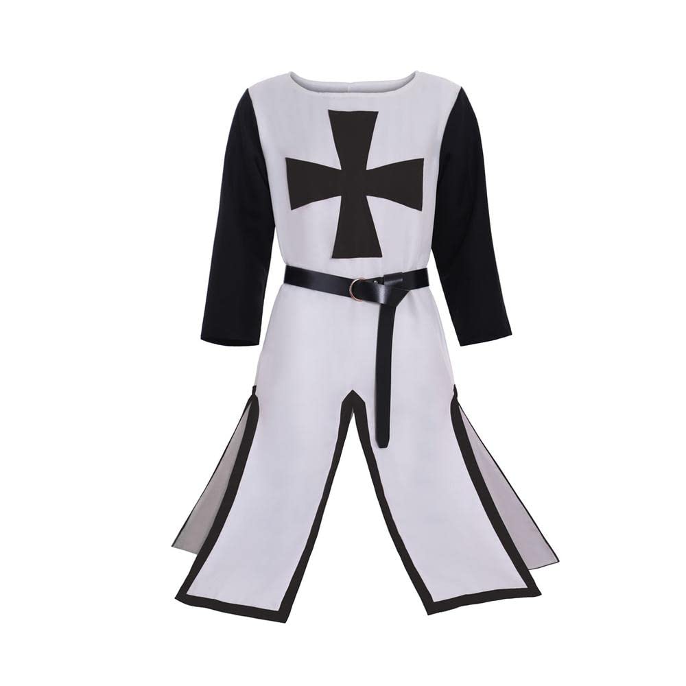 Medieval Warriors Knight Crusader Costume Men Cross Tabard Surcoat Tunic Clothes