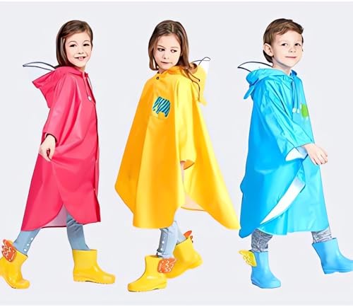 Image of Toddlers Boys Girl Hood Rain Poncho Waterproof Dirty Proof Rain Jacket Coat Kids Rainwear Yellow Elephant 3-4 Years