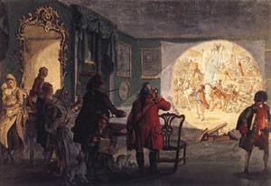 Peinture à l'huile Paul Sandby The Laterna Magica tableau poétique art historique