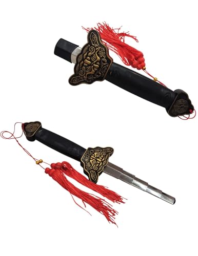 Image of BookMyCostume Foldable Ninja Sword for Kids (5+) & Adults - 32 inch Smooth Steel Blade with Plastic Handle & Red Tassel - Safe Fancy Dress Accessory & Cosplay Prop