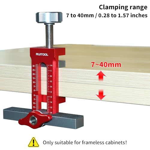 Image of RUITOOL 2-in-1 Cabinet Door Mounting Jig with Storage Bag, Installation Positioner for Frameless Cabinets Only, Adjustable Aluminium Alloy Cabinet Hardware Jig, Holiday Home Improvement Gifts for Men
