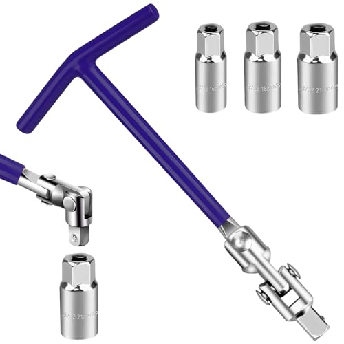 shallyong Chiave Candela, 16/18/21 mm Chiave Universale, Set Chiavi Inglesi, Set Chiavi per le Candele del l'auto, Kit Candele per Candele per Auto e Moto (Blu)