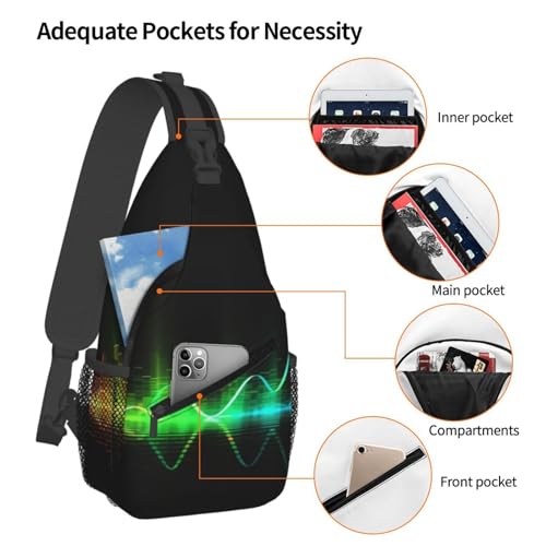Bolso bandolera casual para hombres y mujeres negro miniatura 4