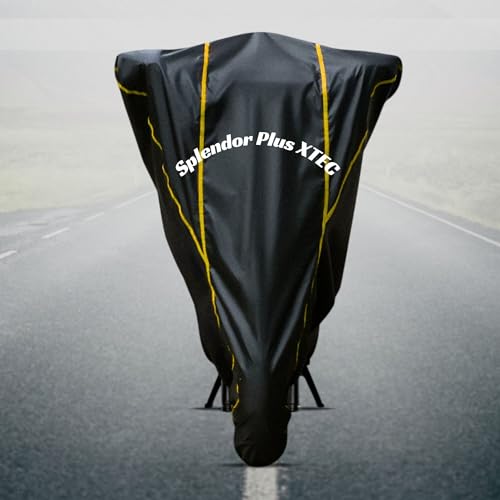 Image of Motorcycle Bike Body Cover for Outdoor Use - Heavy Fabric Water Resistant Two Wheeler Cover with UV, Dust & Rain Protection Compatible for Splendor Plus XTEC