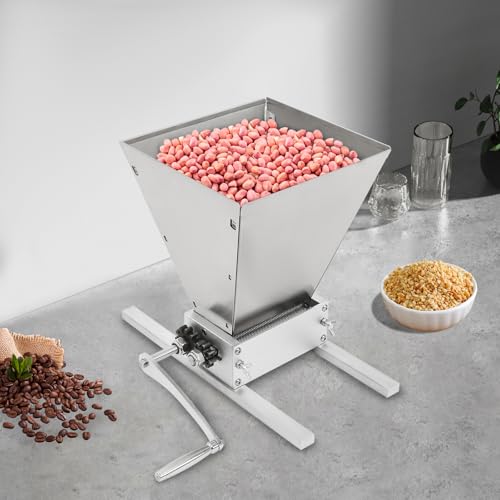 QUIOTUIR Moulin à Grains à Rouleaux Acier Inoxydable Espacement Rouleaux Réglable 0-0.1 pouce 0.88gal Broyage Doux Manuel/Électrique Broyeurs à Grains pour Bière/Maïs/Orge/Cacahuètes/Soja – vue 9