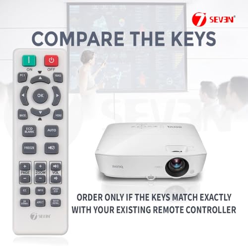 Image of 7SEVEN Compatible BenQ Projector Remote Original Suitable to RS7286 MW732 MX532 MX535 MX550 SP0532 Models - Kindly Match Key by Key Exactly to Replicate Genuine Remote Function