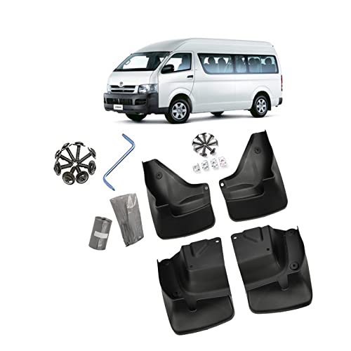 YLOXFW Car Mudguard Mud Flaps for Toyota Hiace 2012-2018 Molded Custom Front and Rear Mudflaps Splash Guards Fender Flares Kit 4-PC,Send 1 roll Car Garbage Bag,2012~2018