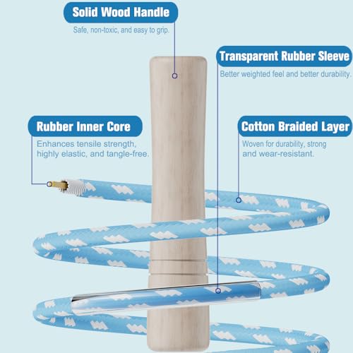 Jump Rope for Kids - Wooden Handle - Adjustable Cotton Braided Fitness Skipping Rope for Toddler Fitness Workout Exercise Outdoor Activity - Image 3