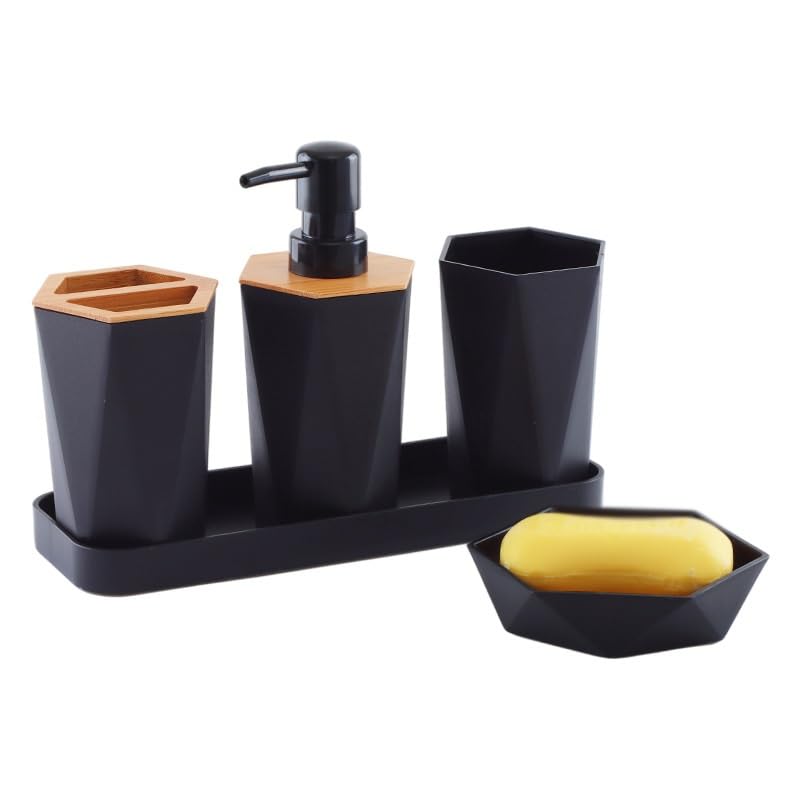 Juego de baño resistente de 8 piezas con dispensador de jabón fluido 3