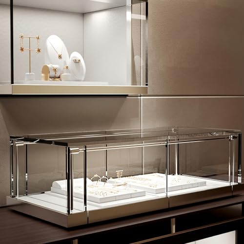 Jewelry Stand PU Leather White Display Holder Jewellry Display Showcase for Rings, Earrings, Necklace