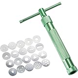 Tonpressen Clay Handwerk, Edelstahl Zuckerpaste Extruder, Fondant Presse mit 20 Formen, Dekoration Werkzeug Backen Baking Tool, Grün