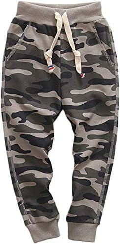 KISBINI Boy’s Cotton Camouflage Sweatpants Sports Pants Joggers for Children Kids