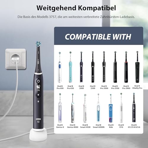 für Oral B Ladegerät, Elektrische Zahnbürste Ladestation für Braun Oral B iO6, iO5, iO4, iO3, Genius X, Pro 3000, Vitality Pro, Pro 3500, Pro 2500, Pro 1000, Kids, Type 3757 Charger Ladekabel 1,2M