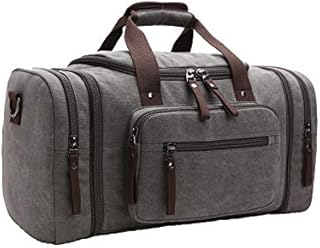 Duffle Bag, Unisex Canvas Holdall, Large Travel Duffles Travel Carry On Duffle Bags Overnight Weekend Weekender Bag Travel Tote for Men and Women Grey