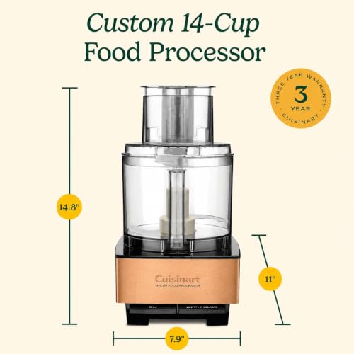 Image of Cuisinart Food Processor 14-Cup Vegetable Chopper for Mincing, Dicing, Shredding, Puree & Kneading Dough, Copper, DFP-14CPY