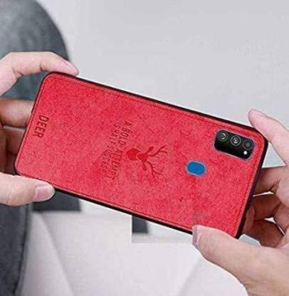 Image of A rtistque Deer Series Shockproof Anti Slip Soft Fabric Back Cover Case for Samsung Galaxy M21 / M30s - Red
