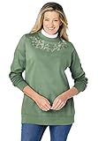 Woman Within Plus Size Layered-Look Sweatshirt - 22/24, Pine Trellis Placement