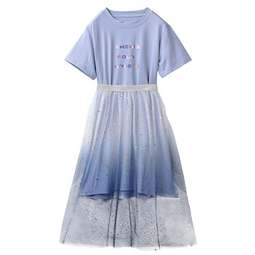 Vêtements été fille 3-12 ans avec robe t-shirt manches courtes et jupe tulle