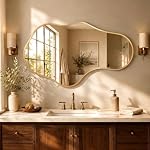 Dorlicecass Irregular Miroir mural - Miroirs muraux décoratifs 22"x 36" Asymétrique abstrait Miroir Aviation Aluminium Cadre unique pour salle de bain, chambre, salon, vestiaire, entrée en or - Miroir abstrait asymétrique
