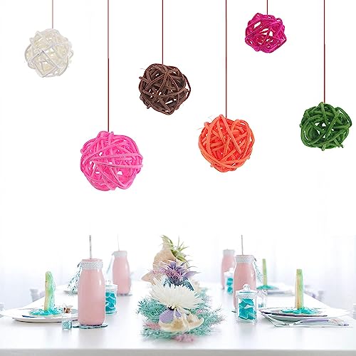 Ervoxo 40 Pièces Boules de Rotin 3cm Boule en Osier Boules de Rotin Décoratives Jouets pour Petits Animaux à Mâcher Rotin Boule pour Oiseaux Perroquet Bricolage Artisanat Fête Mariage Table Décoration – vue 8
