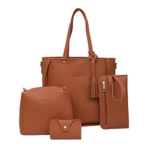 Handtasche Damen Handtasche Damen Schultertasche Handtaschen Tragetasche Elegant Shopper Taschen Kartenetui Verstellbarer Schultergurt 4-teiliges Set Cover